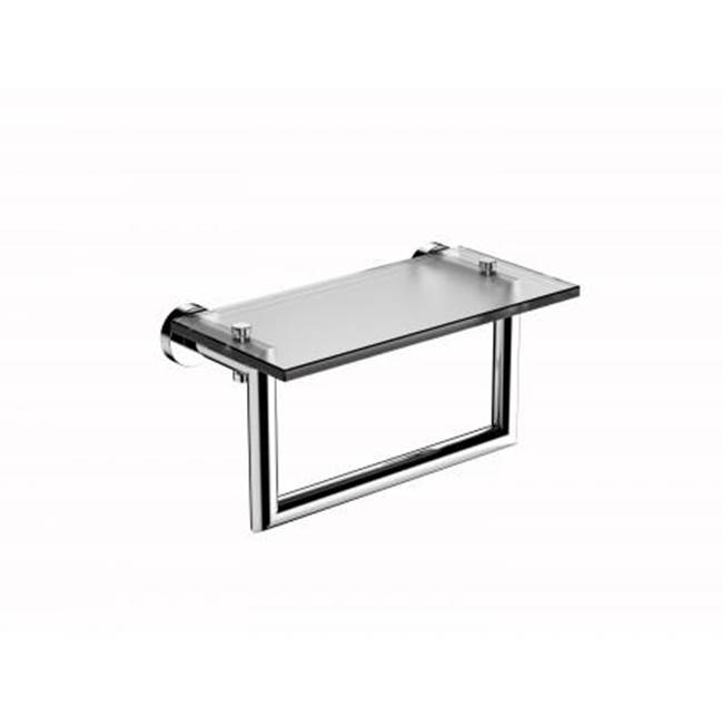 Kartners OSLO - 10-inch Glass Shelf with Towel Rail-Antique Brass