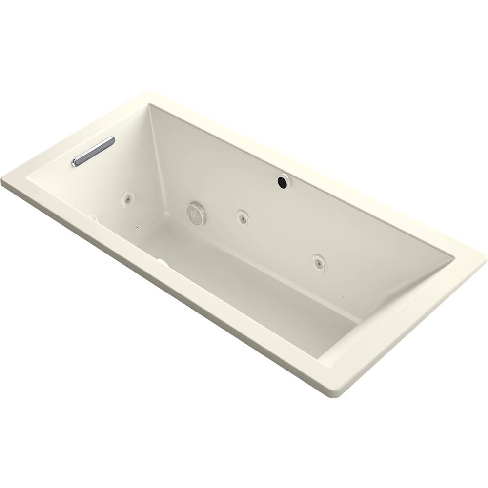 Kohler Underscore® Rectangle 66'' x 32'' Heated BubbleMassage™ air bath with whirlpool, end drain