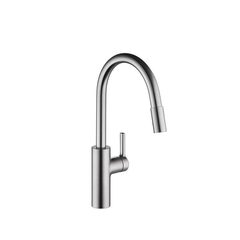 KWC Luna E Single-hole Kitchen Faucet with pull-out Spray - High arc spout with Side Lever