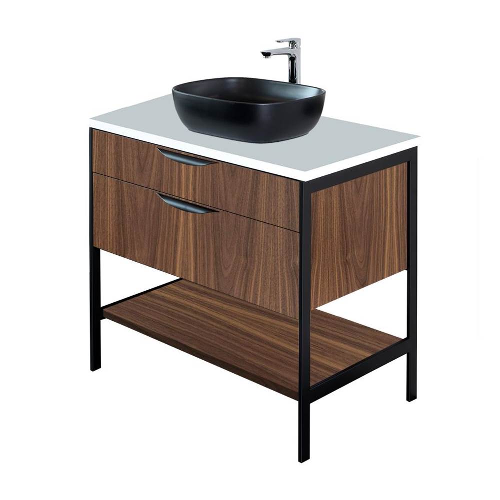 Lacava Cabinet of free standing under-counter vanity which  with two wide drawers, bottom wood shelf and metal frame (pulls included).