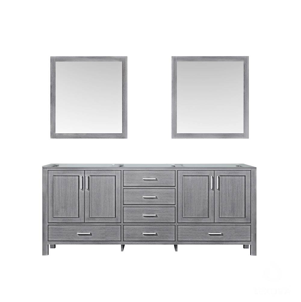 Lexora Jacques 80'' Distressed Grey Double Vanity, no Top and 30'' Mirrors