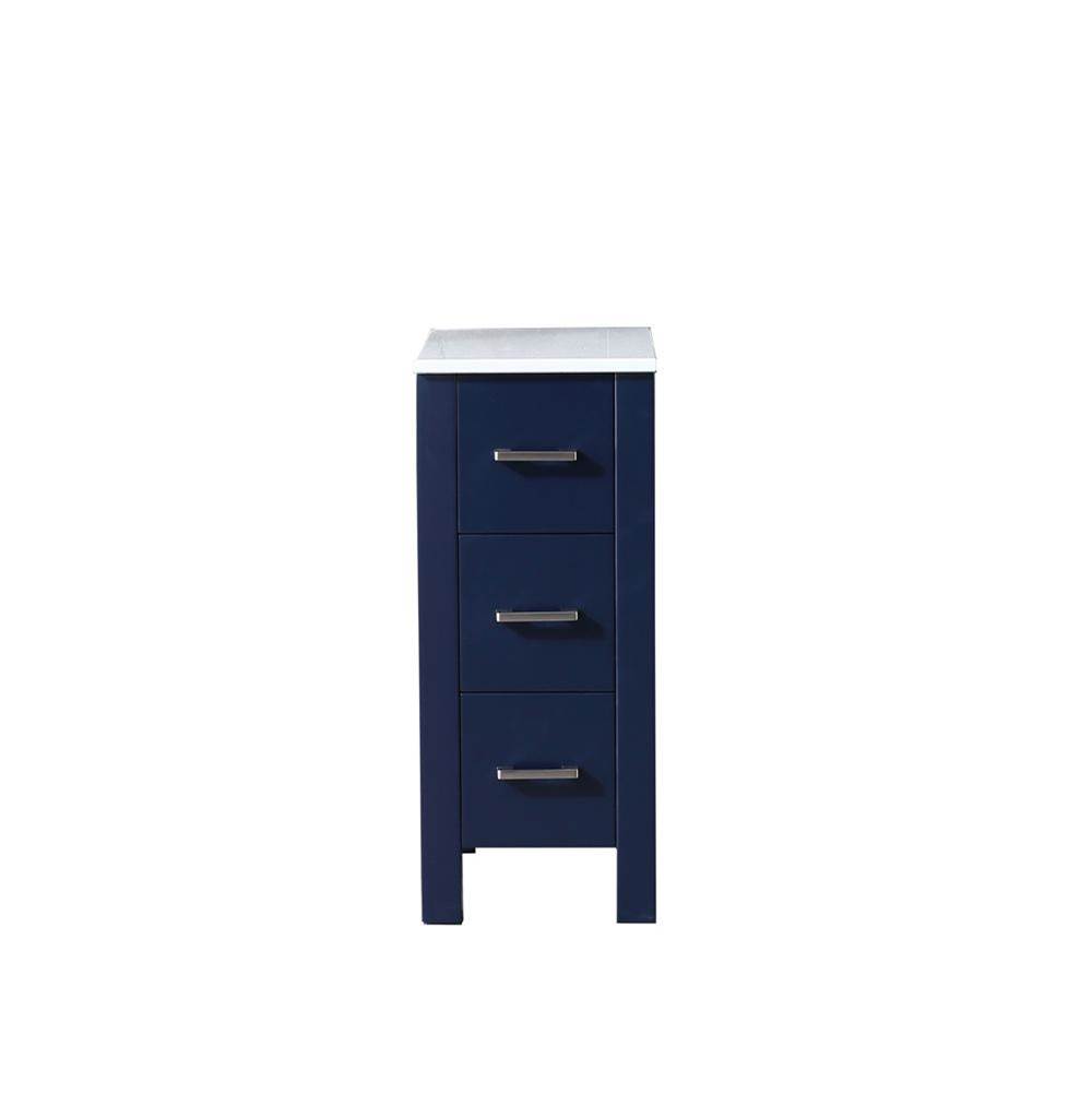 Lexora Volez 12'' Navy Blue Side Cabinet, Phoenix Stone Top