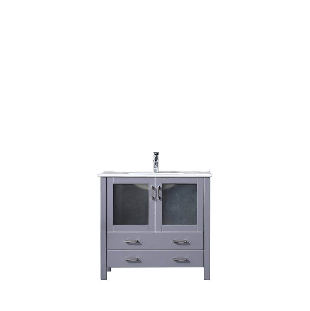 Lexora Volez 36'' Dark Grey Single Vanity, Integrated Top, White Integrated Square Sink and no Mirror