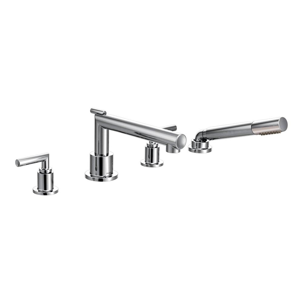 Moen Arris 2-Handle Deck-Mount High-Arc Roman Tub Faucet Trim Kit with Hand Shower in Chrome (Valve Sold Separately)