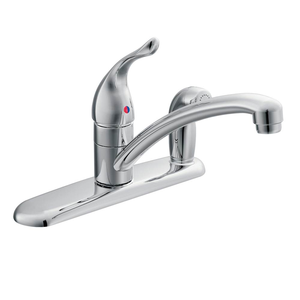 Moen Chateau One-Handle Low-Arc Kitchen Faucet with Side Sprayer in Deck, Chrome