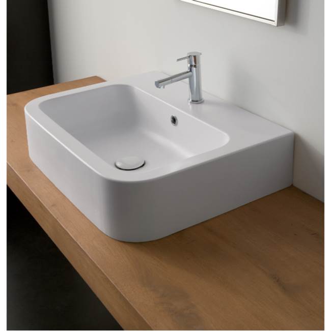 Nameeks White Ceramic Vessel or Wall Mounted Bathroom Sink