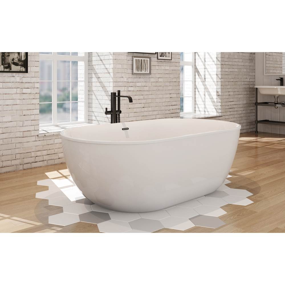 Oceania Baths Kelowna Freestanding 66 x 34, Soaking Bathtub, Glossy White