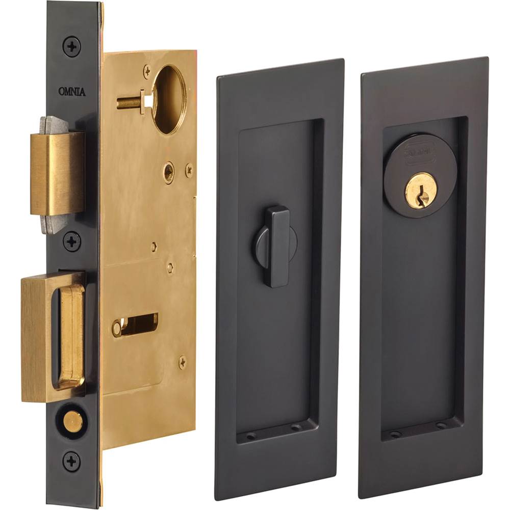 OMNIA Pocket Door Lockset ''A'' US10B