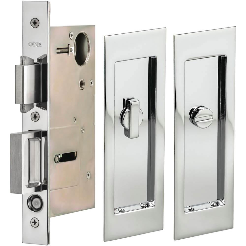 OMNIA Pocket Door Lockset ''L'' US26