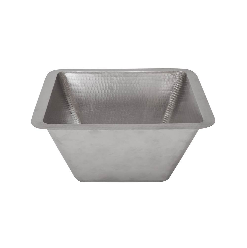 Premier Copper Products 15'' Square Under Counter Hammered Copper Bathroom Sink in Nickel