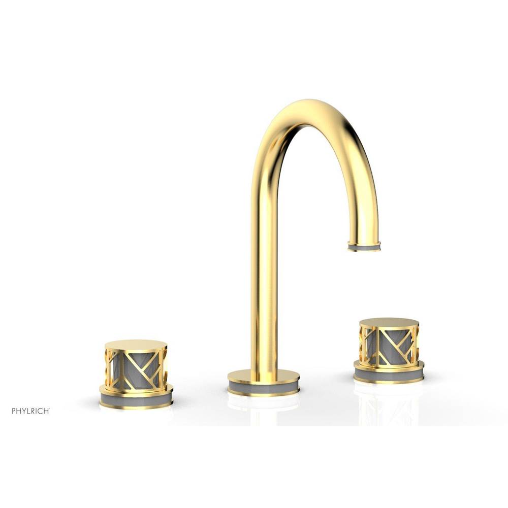 Phylrich Pewter Jolie Widespread Lavatory Faucet With Gooseneck Spout, Round Cutaway Handles, And Grey Accents - 1.2GPM