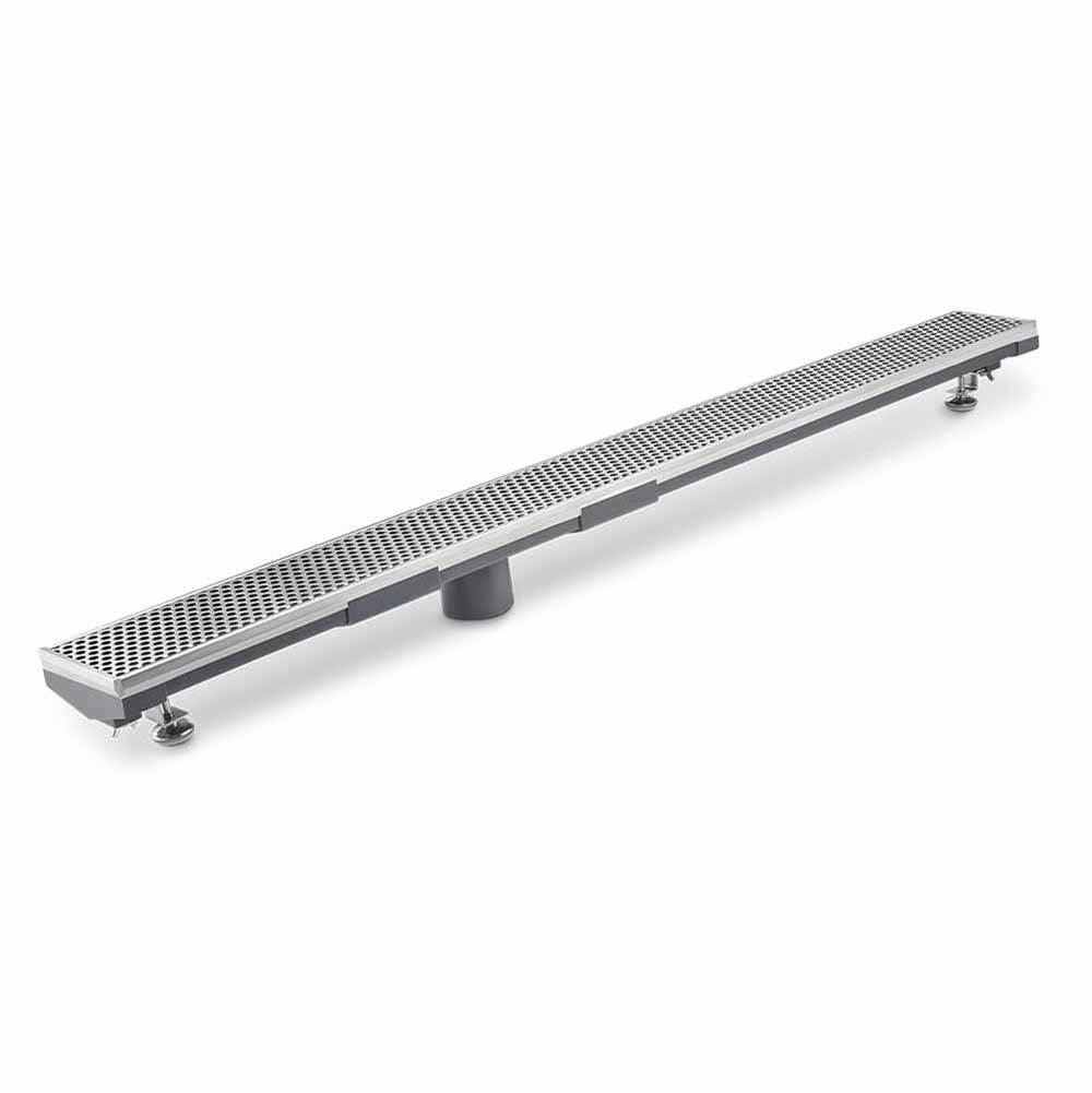 QM Drain Lagos Series. 72'' Adjustable Kit (3'' High Flow outlet):  Perforated Line. Satin