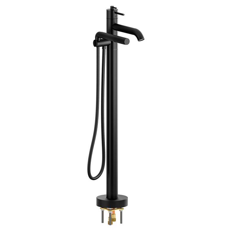 Riobel Pro 2-way Type T (thermostatic) coaxial floor-mount tub filler with hand shower