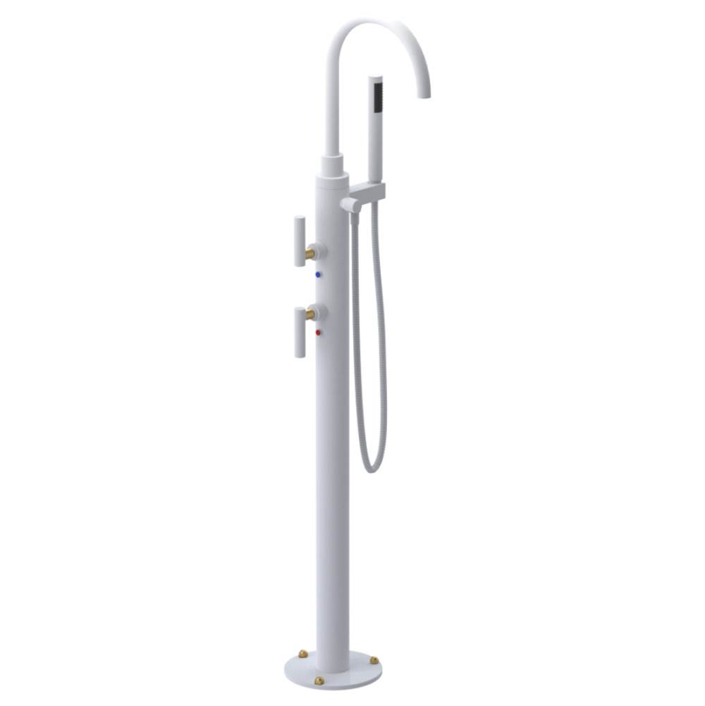 Rubinet Floor Mount Tub Filler with Hand Held Shower with La Salle Spout