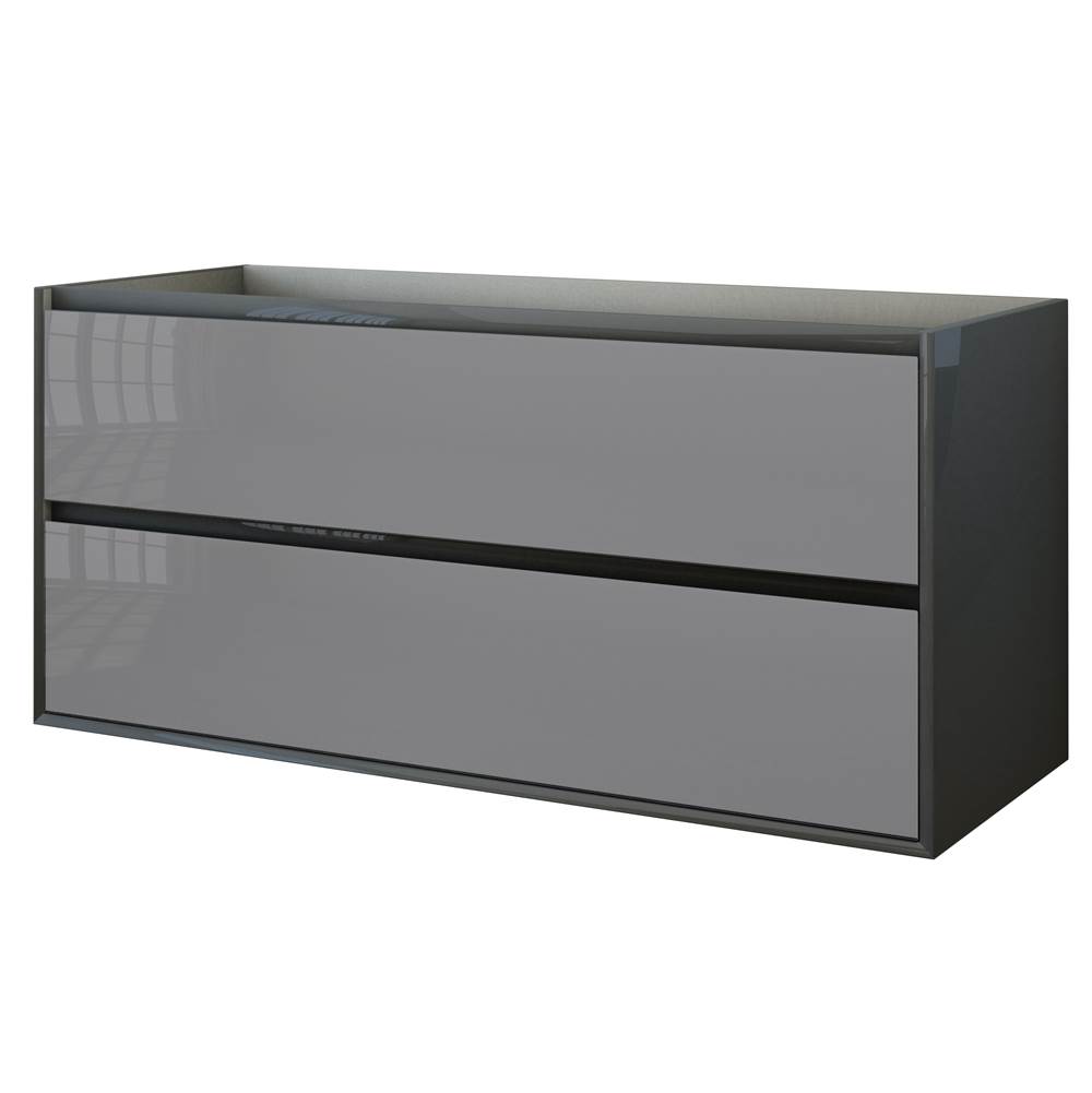 Sapphire Bath 47.2'' Glass Collection Base Cabinet Anthracite / GlassW/ (2 Drawers)