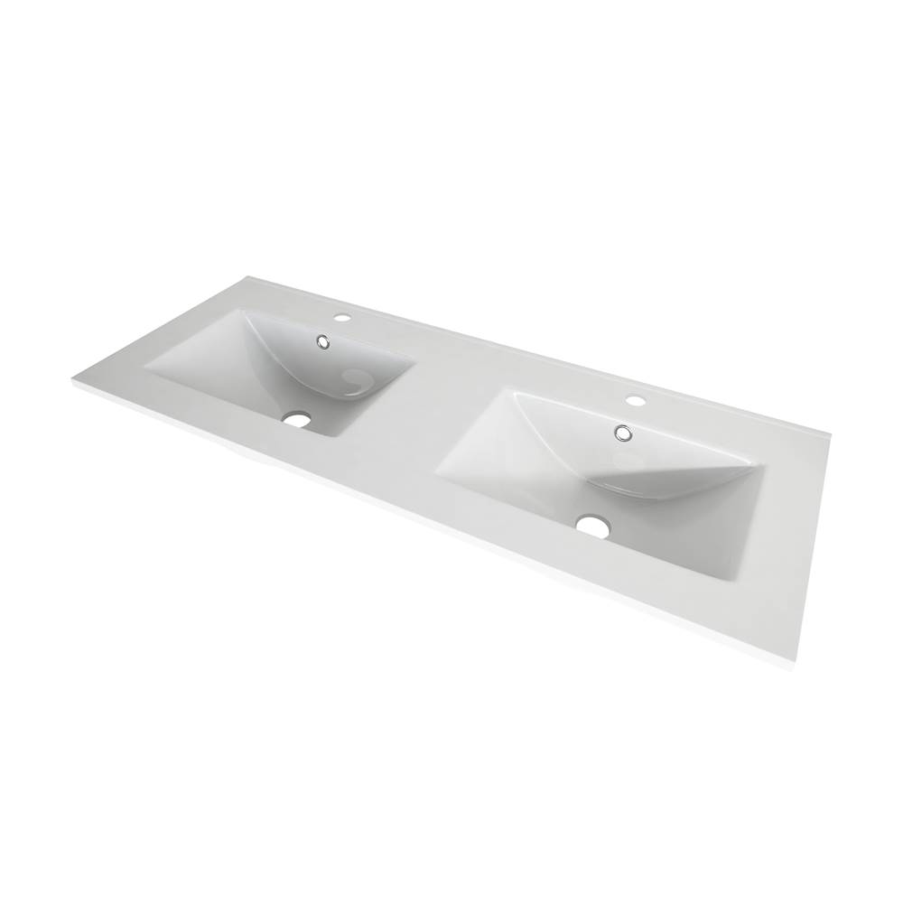 Sapphire Bath 47.2'' White Integrated Double Ceramic Sink