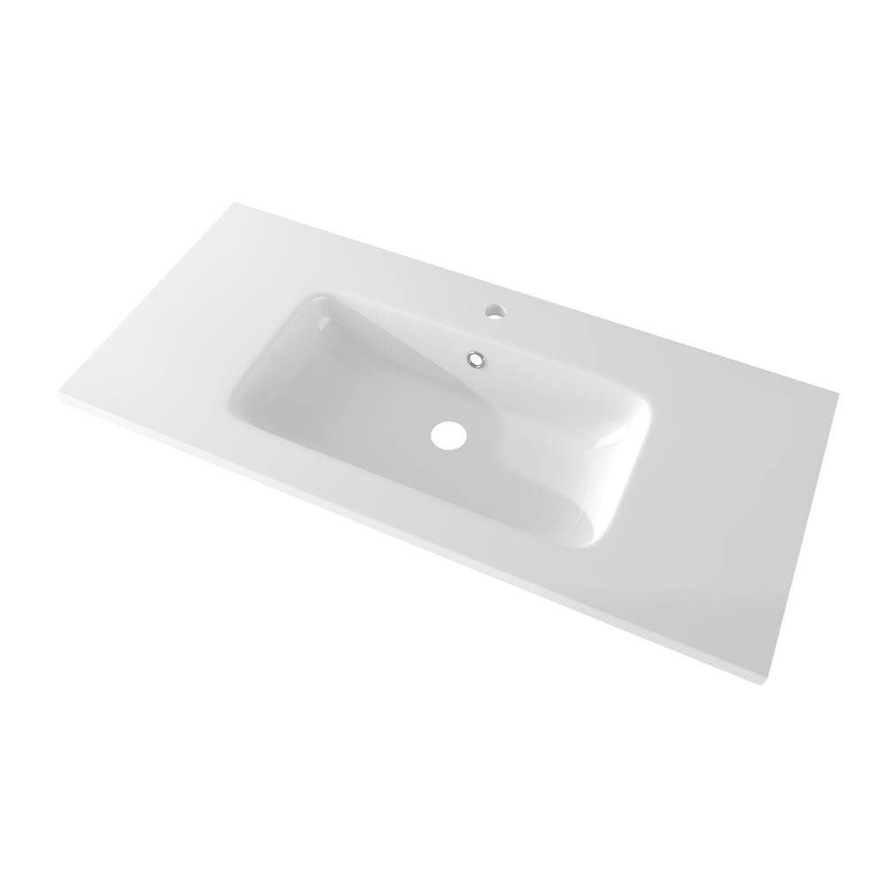 Sapphire Bath 39.8'' Resin Integrated Sink White
