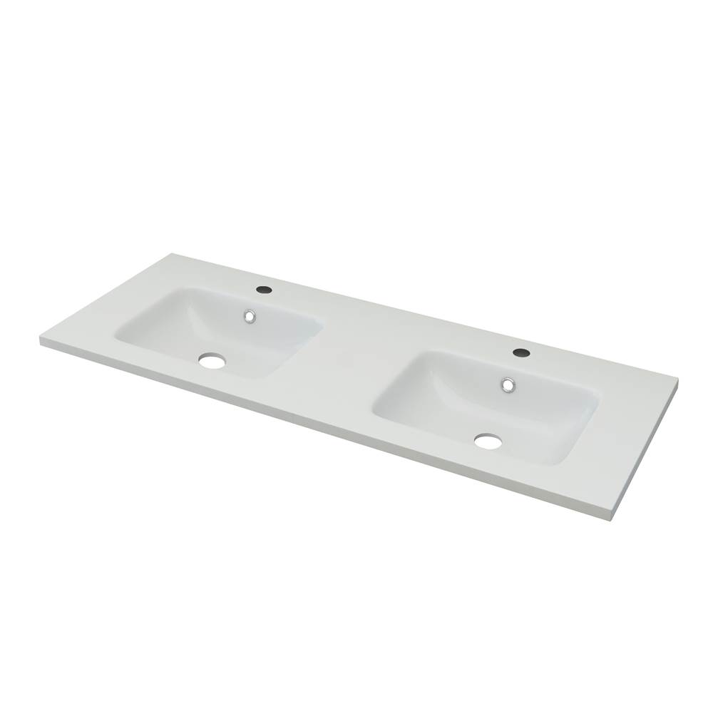 Sapphire Bath 47.2'' White Integrated Double Resin Sink