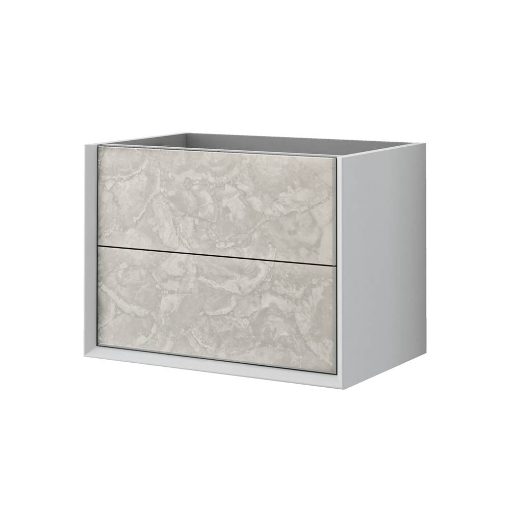 Sapphire Bath 28.5''W x 18.9''HBellagio Collection Light Onice Base Cabinet W/ 2 Marbled Glass Drawers