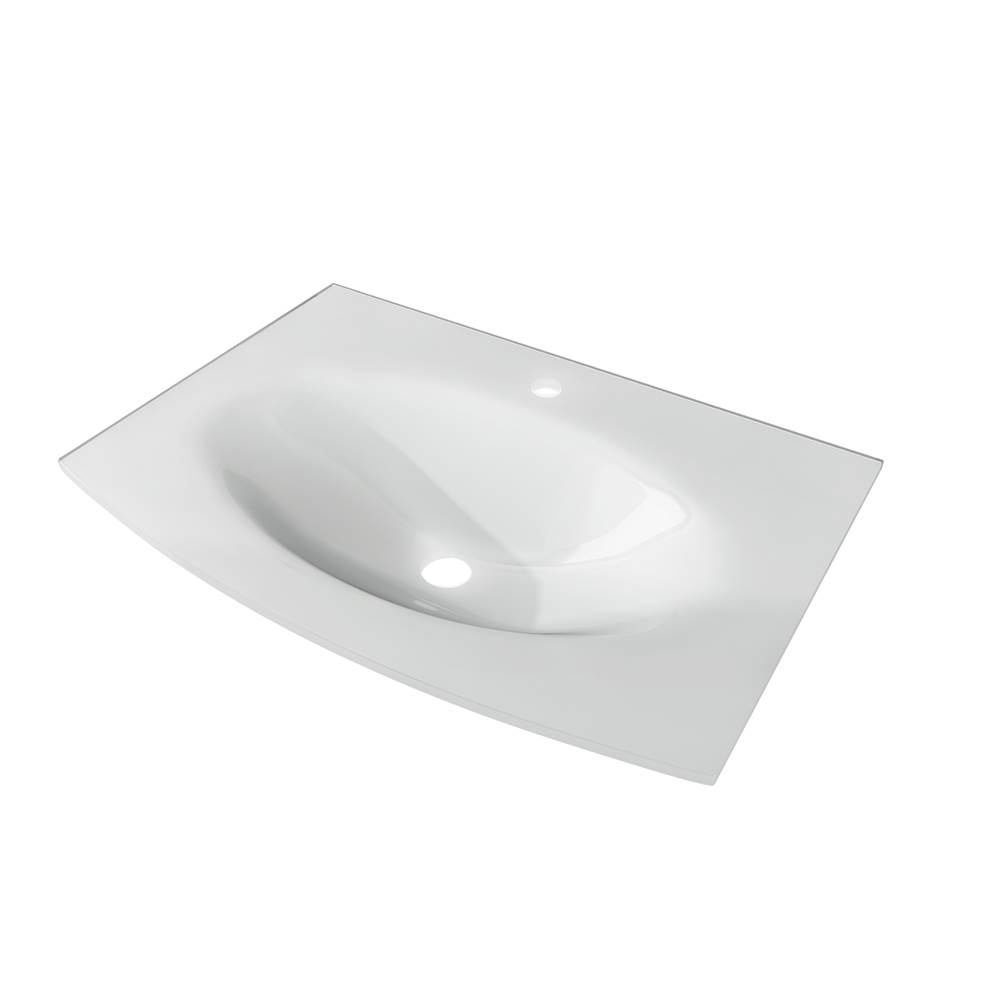 Sapphire Bath 29.5'' Extra-Light White Integrated Glass Sink