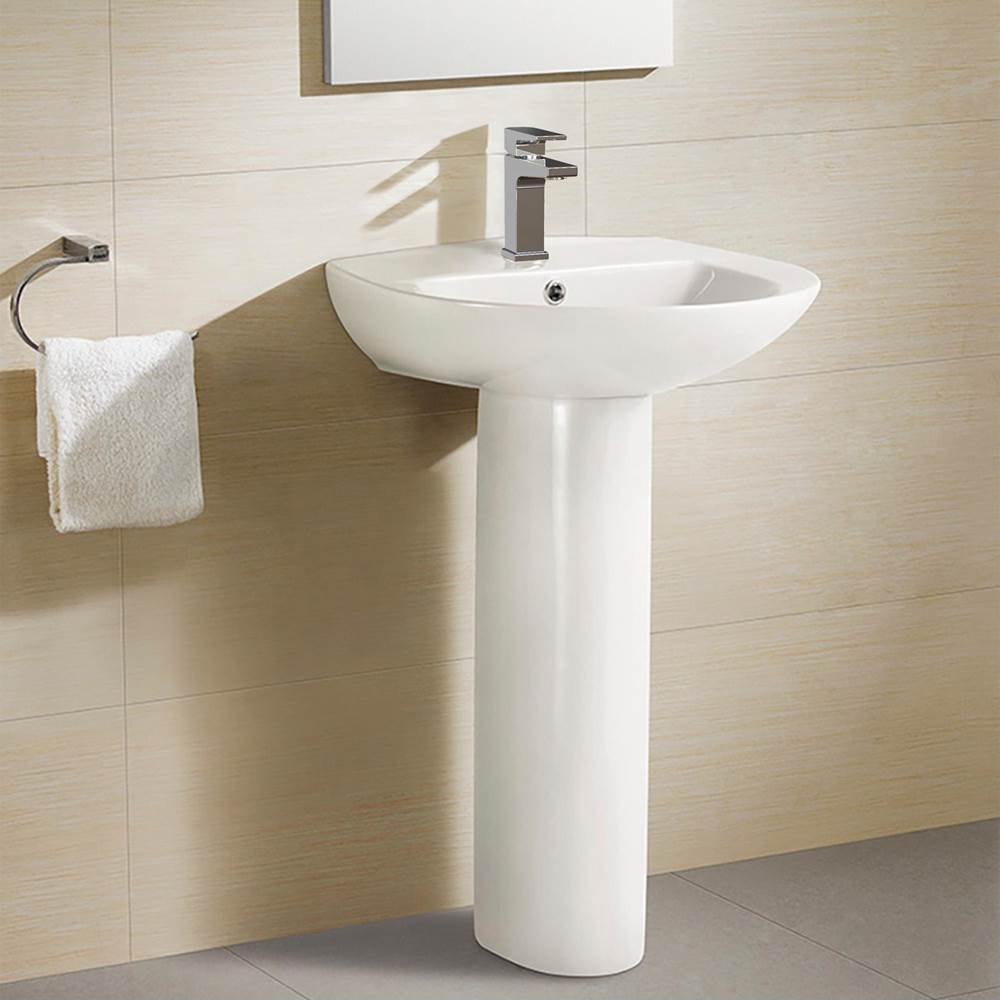 Swiss Madison Chateau Pedestal Bathroom Sink Round Single Faucet Hole