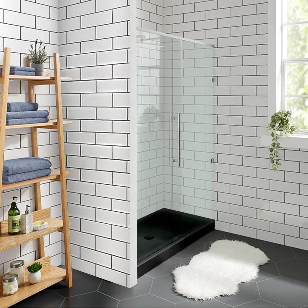 Swiss Madison Voltaire 48'' X 32'' Acrylic Black, Single-Threshold, Center Drain, Shower Base