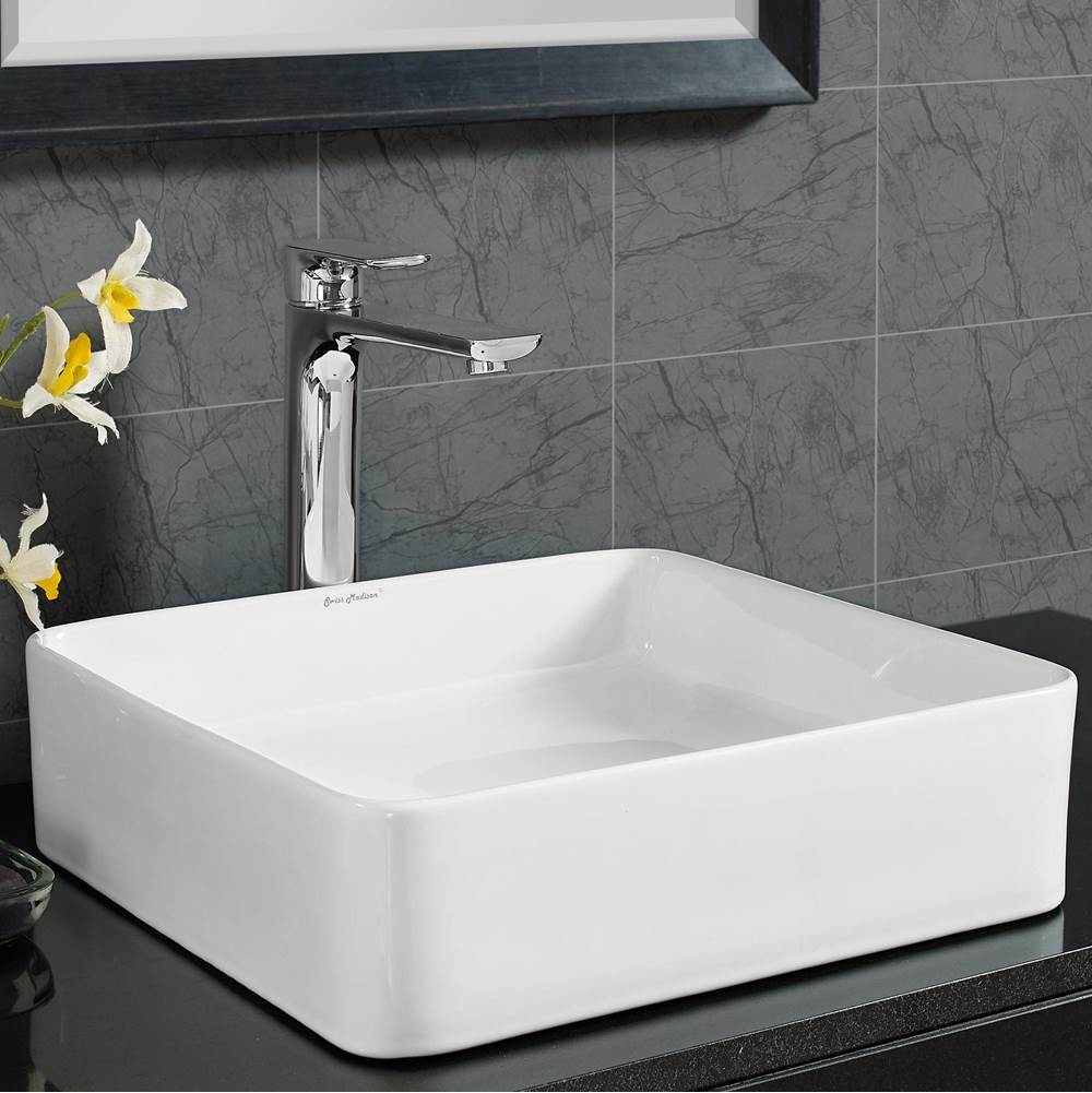 Swiss Madison Swiss Madison Concorde Slender Square Ceramic Bathroom Vessel Sink